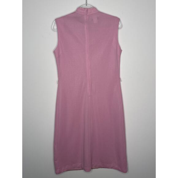 1960s Bleeker Street Pink Pintuck Mod Shift Dress high neck sleeveless medium - Picture 5 of 10